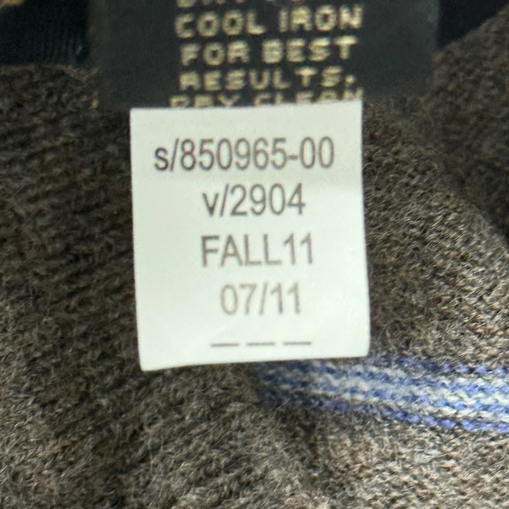 Banana Republic Men Merino Wool V-Neck Striped Sweater Brown Blue Large Pullover